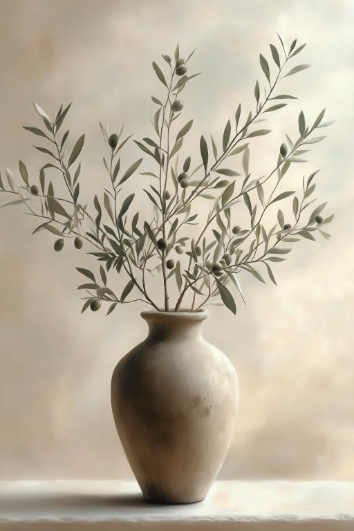 Ceramic Vase with Olive Branch Decoration