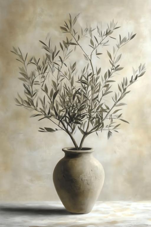 Ceramic Vase with Olive Branch Decoration
