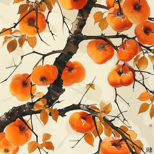Autumn Persimmon Decorative Painting